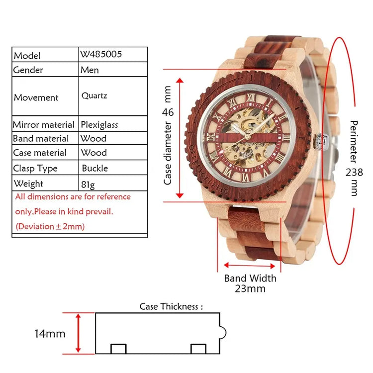 Automatic Wooden Skeleton Watch - Inspirational Watches