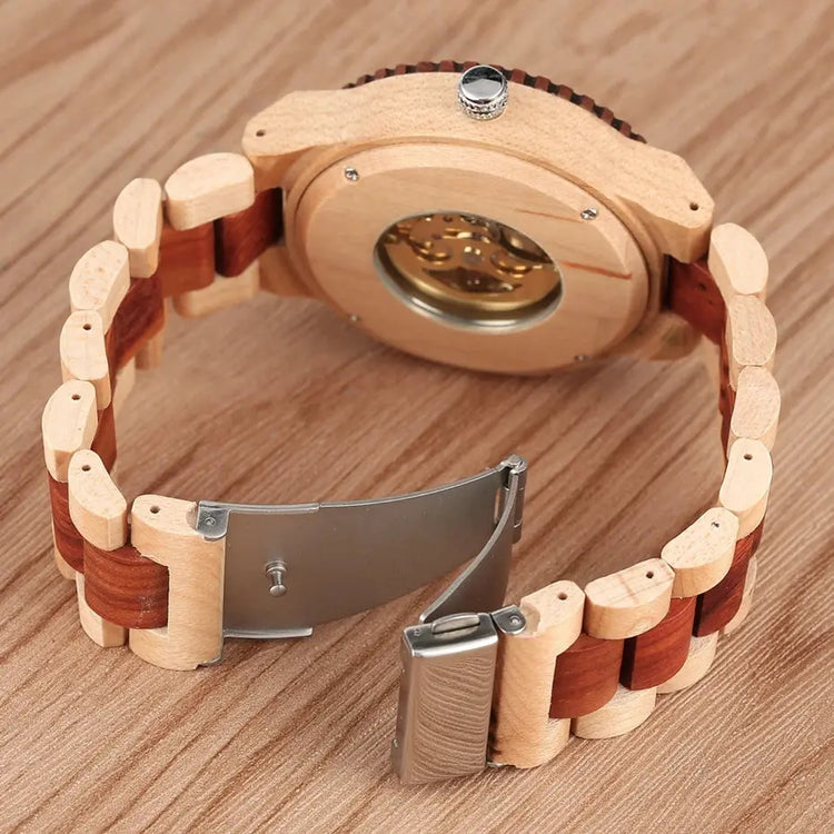 Automatic Wooden Skeleton Watch - Inspirational Watches
