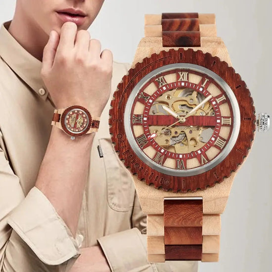 Automatic Wooden Skeleton Watch - Inspirational Watches