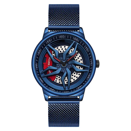 Rotating Dial Waterproof Car Wheel Watch Men Quartz Sport Steel Clock Creative Rim Hub Wheel Wristwatch Relogio Masculine Inspirational Watches