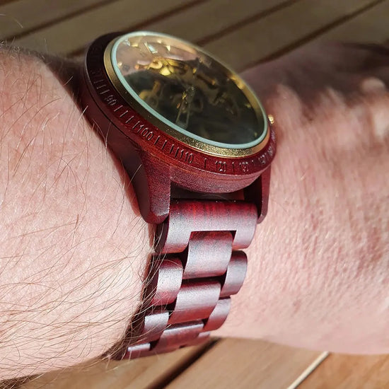 Classic Wooden Automatic Skeleton Watch for Men – Transparent Mechanical Wristwatch with Wooden Strap - Inspirational Watches