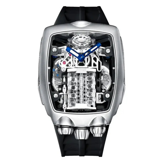 PINDU Men Automatic Watch 42mm Luxury Tonneau Mechanical Wristwatch Fashion Luminous 50M Waterproof Skeleton NH05 Inspirational Watches