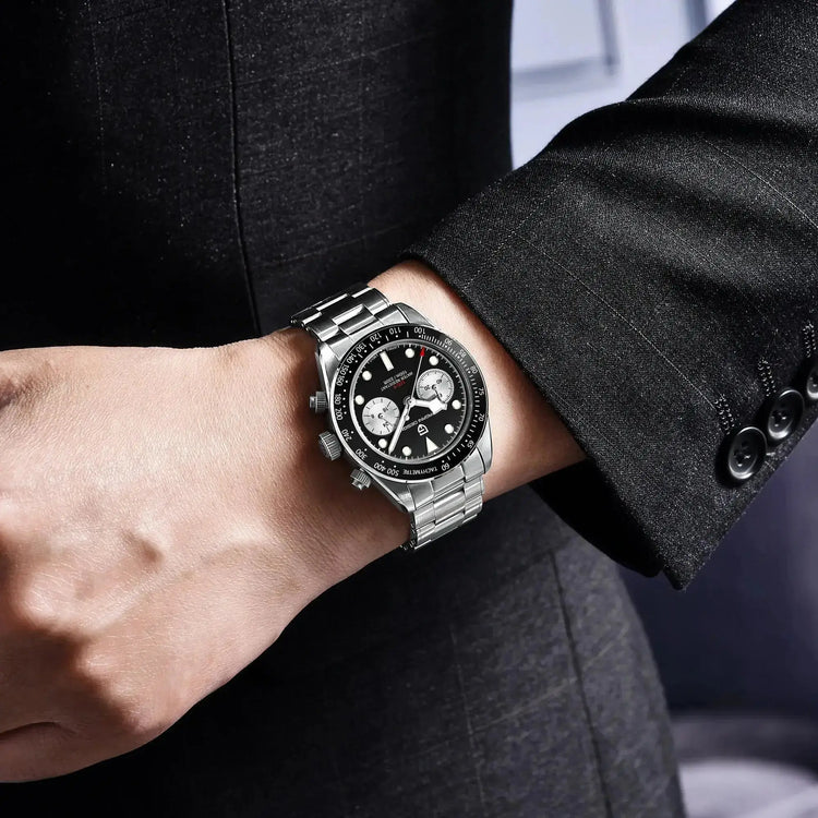 Panda Retro Sport Chronograph Luxury Quartz Watch For Men Sapphire mirror 10Bar Waterproof - Inspirational Watches
