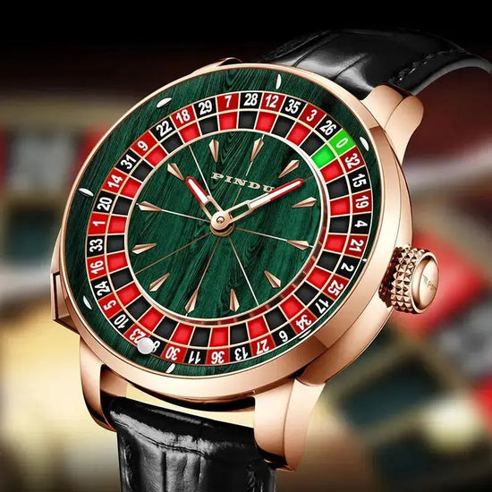 Wood Grain Mechanical Button Gambling Table Game Roulette - Inspirational Watches