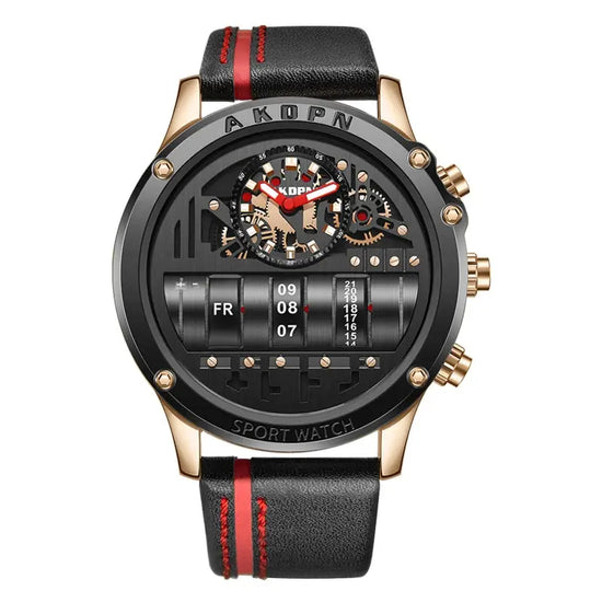 Luxury Mechanical Watch Unique Rotate Date Leather Strap Inspirational Watches