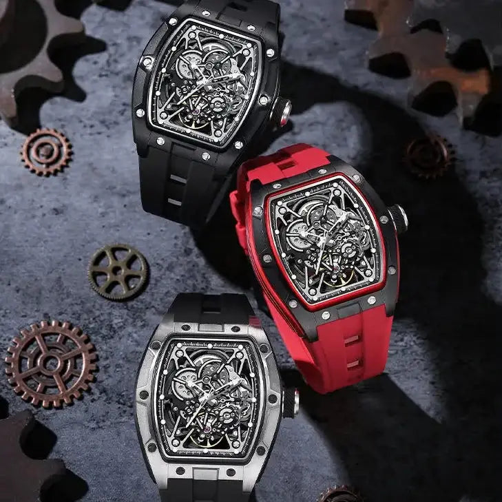 Automatic Waterproof Fashion Sport Skeleton Analog Mechanical Watch for Men Inspirational Watches