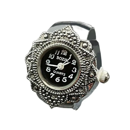 New Jewelry Clock Fashion Round Quartz Finger Rings Elastic Stretchy Rings Ring Watch Digital Watch Inspirational Watches