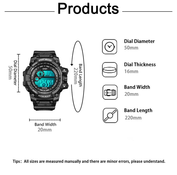 LED Digital Luminous Fashion Sport Waterproof Watches For Man Date Army Military Clock - Inspirational Watches