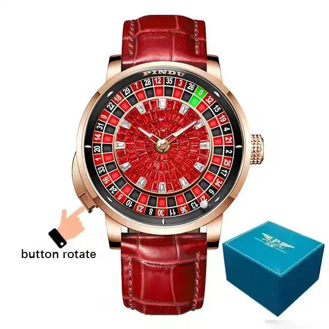 Wood Grain Mechanical Button Gambling Table Game Roulette - Inspirational Watches