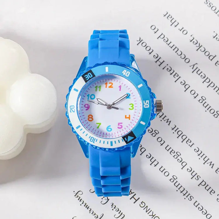 Analog Kids Watch Silicone Band Colorful Number Inspirational Watches