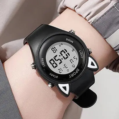Children Student Electronic Watches for Girls and Boys Cute Cat Ear Digital Sport LED Simple Electronic Wrist Watch Kids Relogio Inspirational Watches