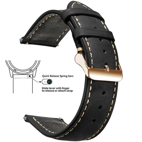 Vintage Quick-Release Genuine Leather Watch Strap
