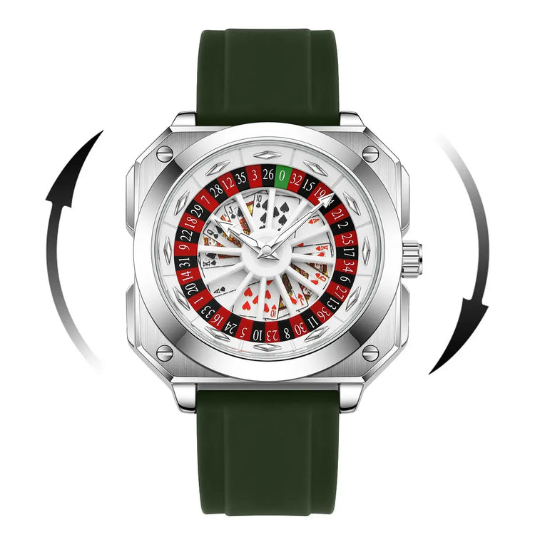 Roulette Sports Style Fashion Night Light Square Watch Inspirational Watches