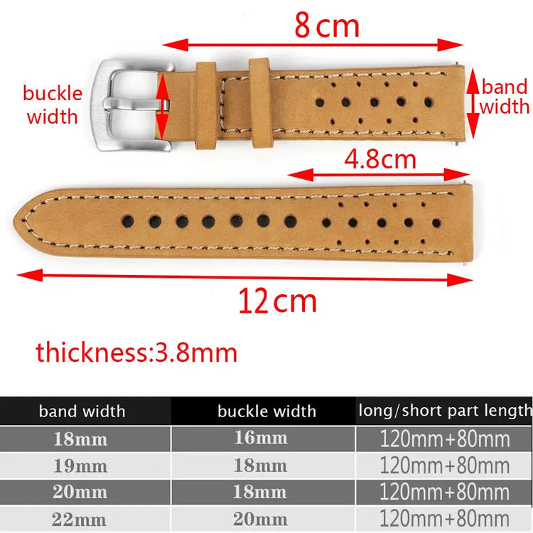 Premium Perforated Genuine Leather Watch Strap