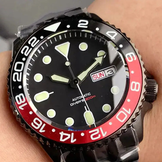 Domed Sapphire Glass NH36 Automatic Movement 200m Waterproof 120 Clicks Black Green Luminous Watch - Inspirational Watches