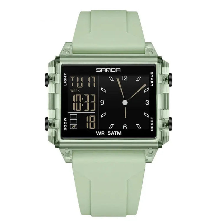 Square Dual Time Electronic Watch Waterproof - Inspirational Watches