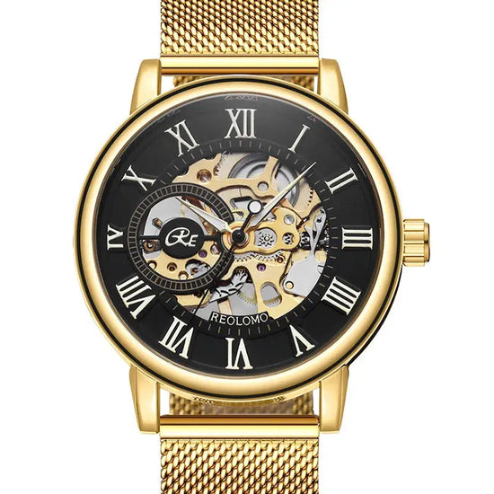 Luxury Fashion Skeleton Mechanical Hand Wind Watch for Men Inspirational Watches