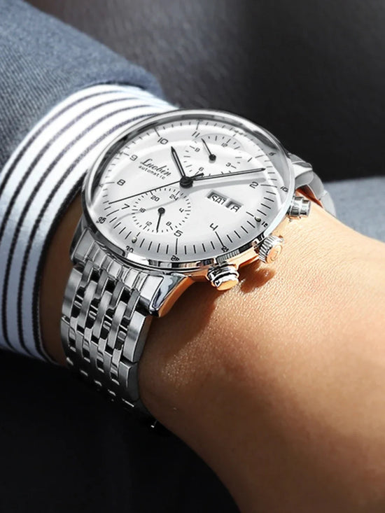 Mens Fashion Mechanical Watches Business Automatic Wristwatch Stainless Steel Luminous Designer Clock Reojes De Hombre New 2023 Inspirational Watches