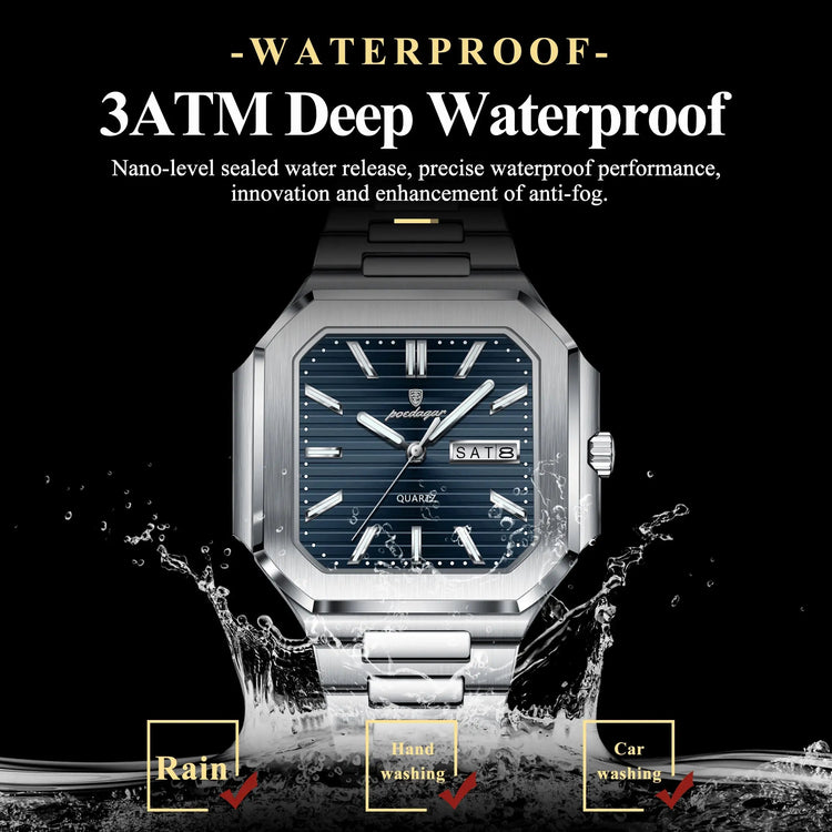Square Fashion Man Waterproof Luminous Wristwatch Inspirational Watches