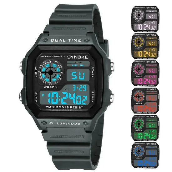 Digital Sports Luminous Multifunction Waterproof watch Inspirational Watches