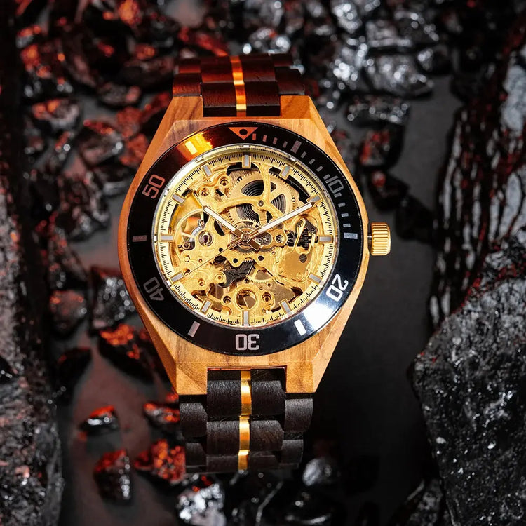 Luxury Wooden Mechanical Watches for Men – Premium Automatic Timepiece with Oversized Dial - Inspirational Watches