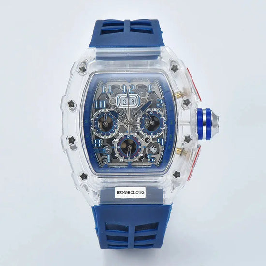 six-pin multi-functional running second engraving hollow quartz watch - Inspirational Watches