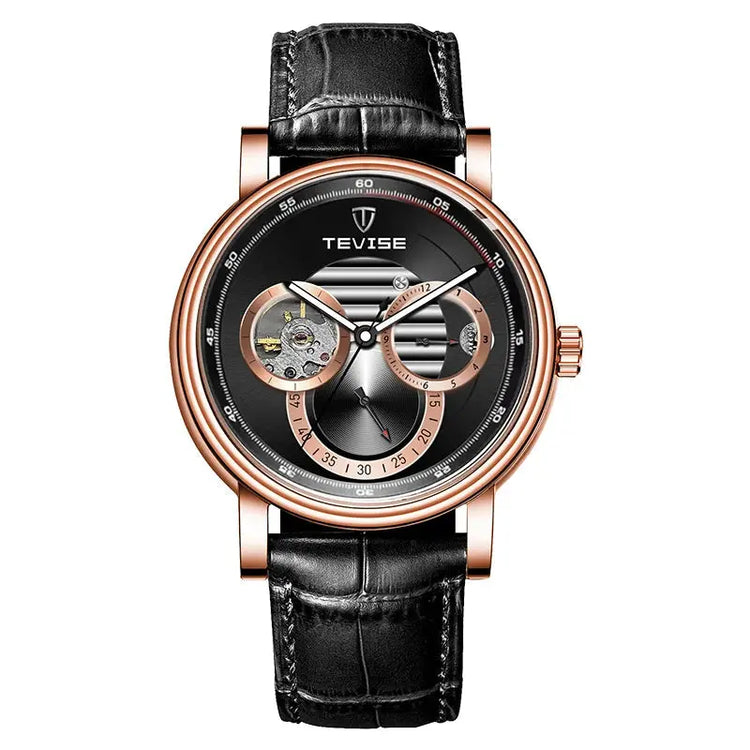 Automatic Mechanical Skeleton Watch Leather Strap Inspirational Watches