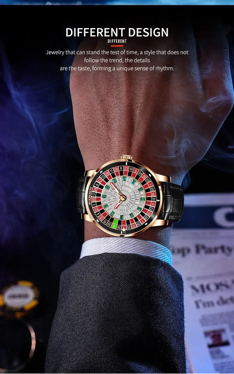 Design Automatic Mechanical Watch Movement Rotating Dial Roulette Watch - Inspirational Watches