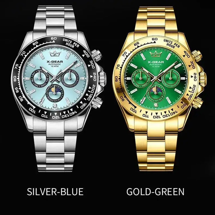 Automatic Watch with Ceramic Bezel Three Eyes Six Hands Waterproof Luminous - Inspirational Watches