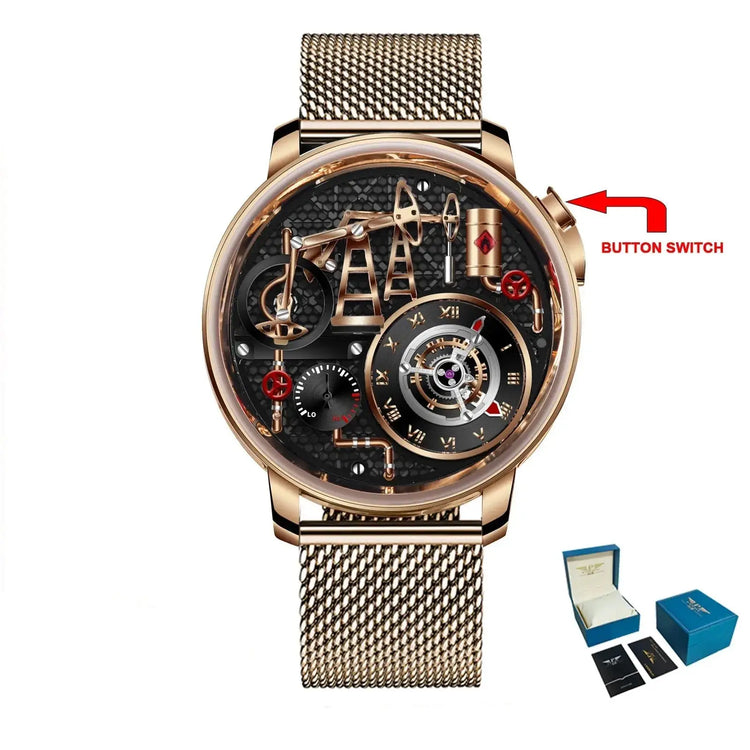 Button Oil Pump Swiss Quartz 762 Movement Sapphire - Inspirational Watches