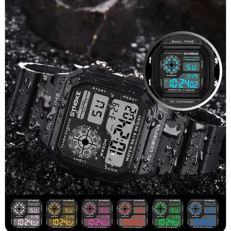 Digital Sports Luminous Multifunction Waterproof watch Inspirational Watches