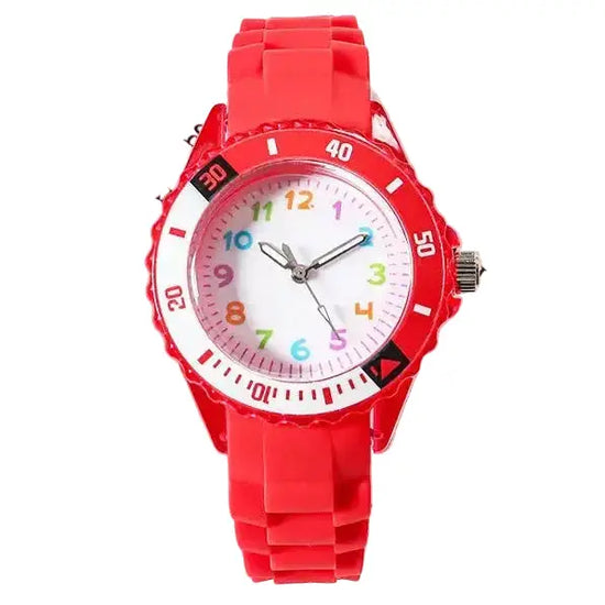 Analog Kids Watch Silicone Band Colorful Number Inspirational Watches