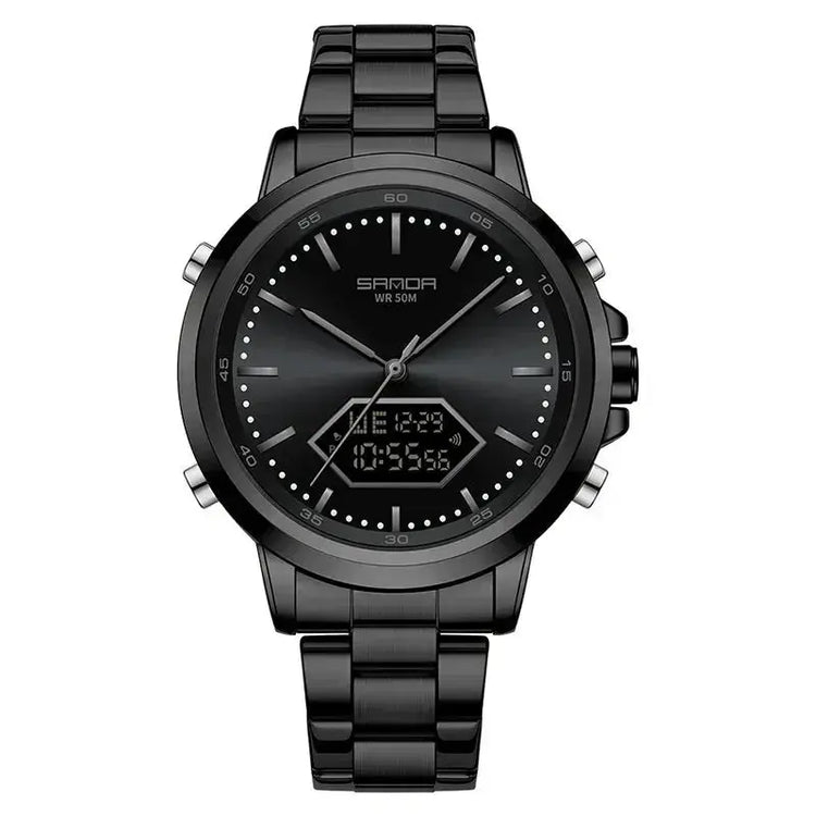 Dual Display Multi functional Night Light Waterproof Business Sports Watch Inspirational Watches