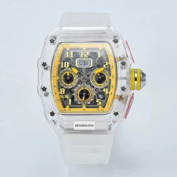 six-pin multi-functional running second engraving hollow quartz watch - Inspirational Watches