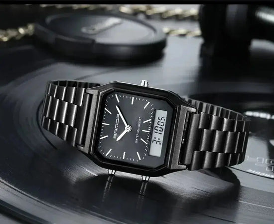 Stainless Steel LED Digital Dual Display Clock Waterproof Sports Watch Inspirational Watches
