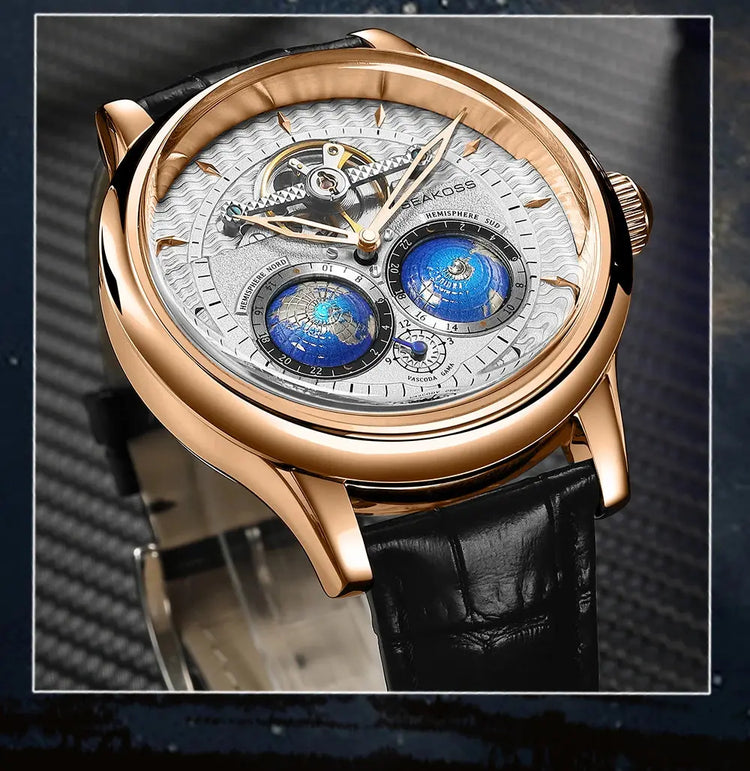 Dual Earth Rotating Waterproof Pilots 1963 Flywheel Wristwatches Inspirational Watches