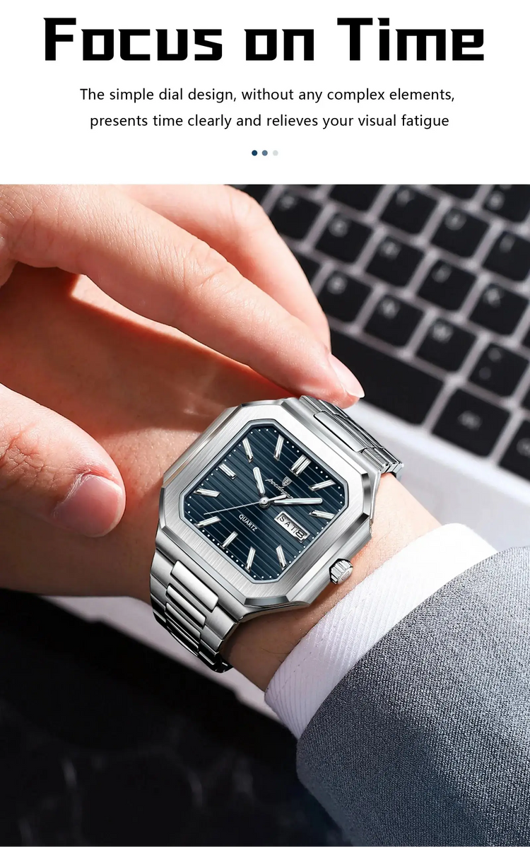 Square Fashion Man Waterproof Luminous Wristwatch Inspirational Watches