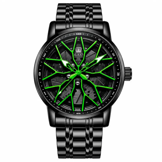Spinning Skeleton Luminous Stainless Steel Watch