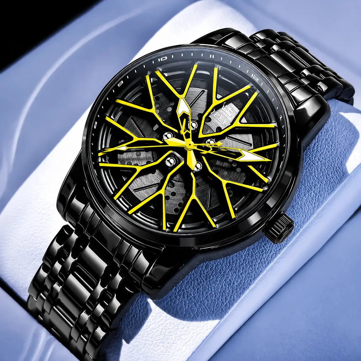 Spinning Skeleton Luminous Stainless Steel Watch Inspirational Watches