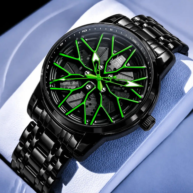 Spinning Skeleton Luminous Stainless Steel Watch Inspirational Watches