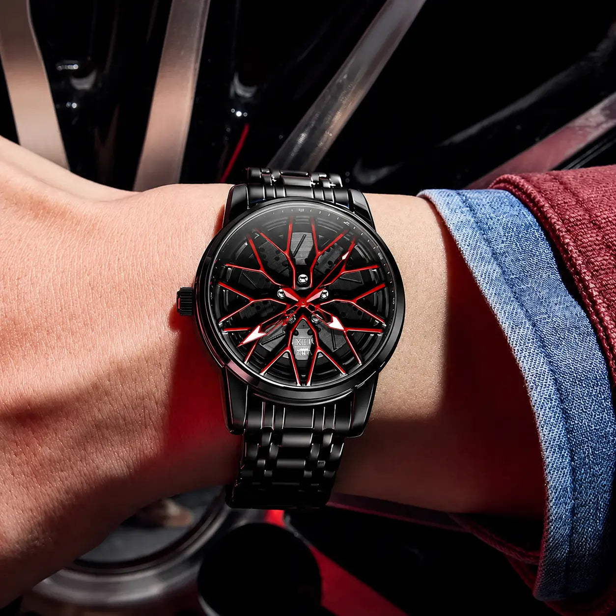 Spinning Skeleton Luminous Stainless Steel Watch Inspirational Watches