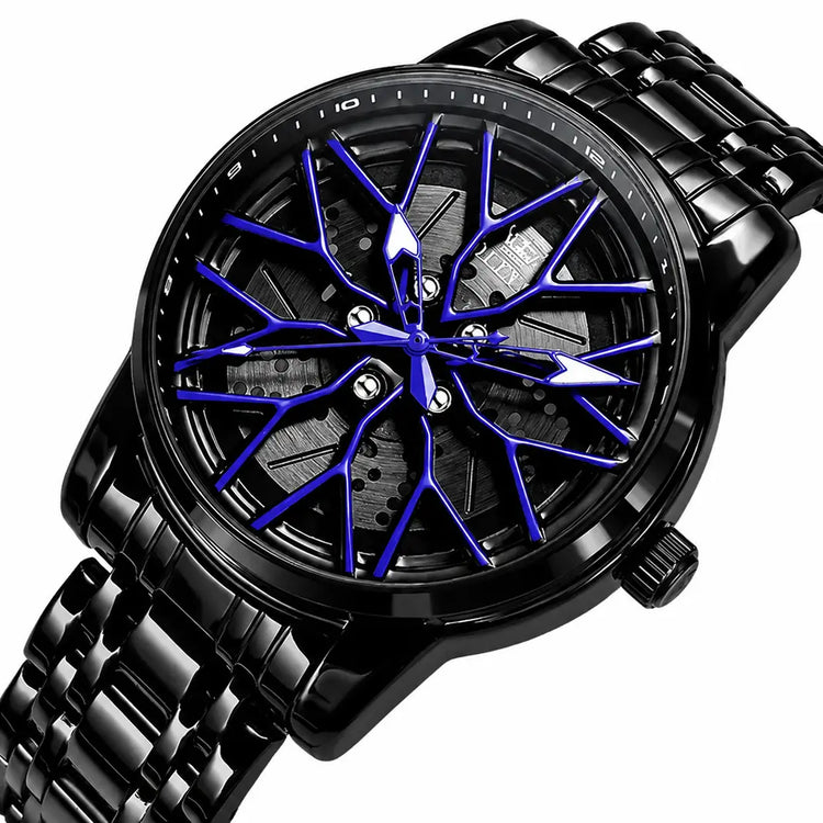 Spinning Skeleton Luminous Stainless Steel Watch Inspirational Watches