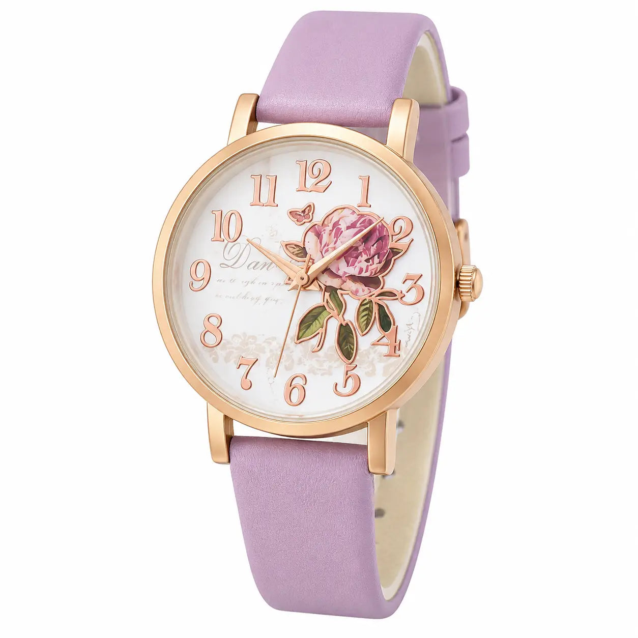 Fashion Casual Luxury Women Peony Dial PU Leather Quartz Watch Elegant Inspirational Watches