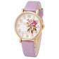 Fashion Casual Luxury Women Peony Dial PU Leather Quartz Watch Elegant Inspirational Watches
