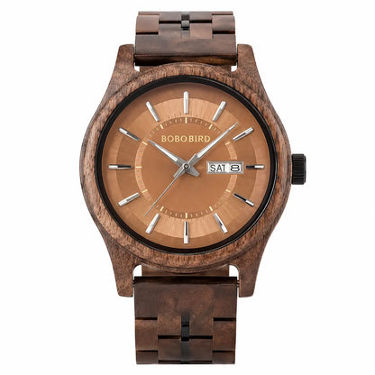 Natural Wood Quartz Watch – Day-Date Display Inspirational Watches