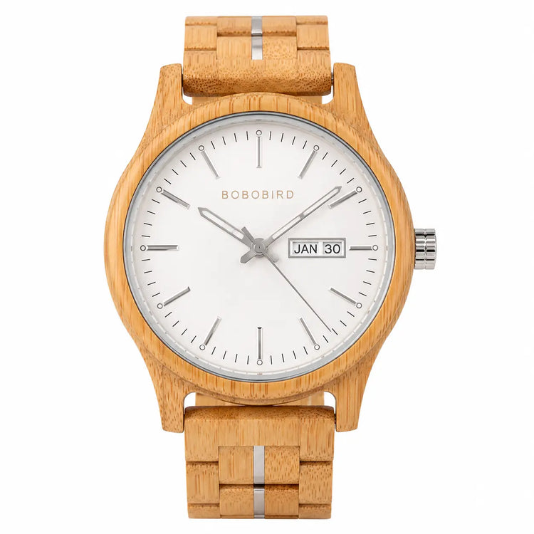 Natural Wood Quartz Watch – Day-Date Display Inspirational Watches