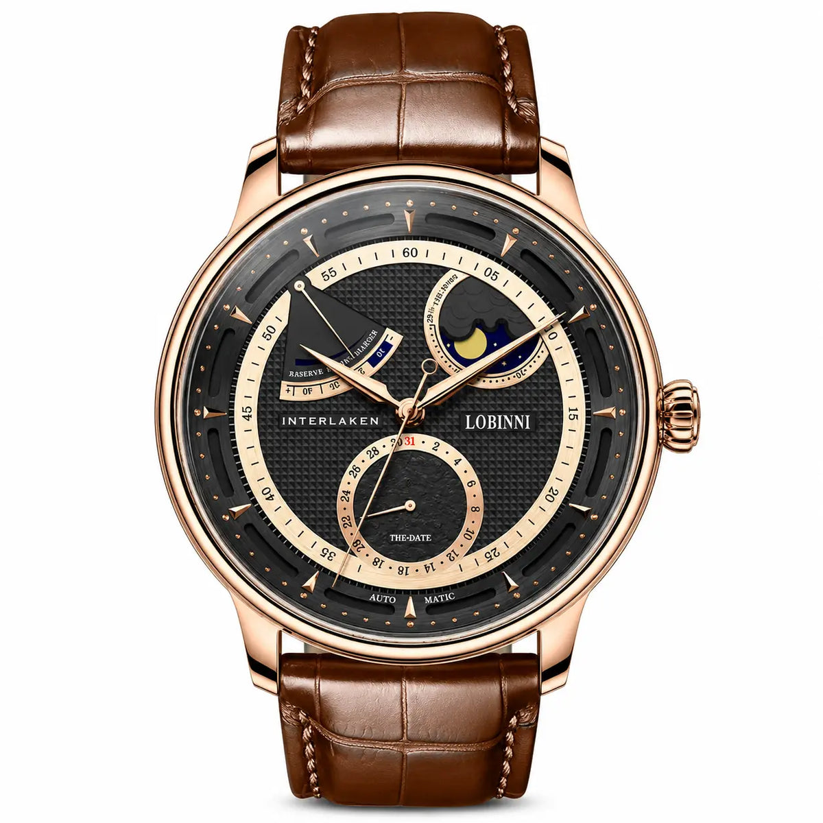 Moon Phase Mechanical Automatic Water Resistant Inspirational Watches