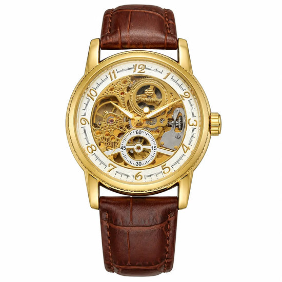 Men’s Skeleton Automatic Watch – Leather Strap