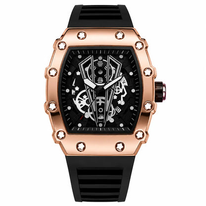 Tonneau Skeleton-Style Quartz Watch