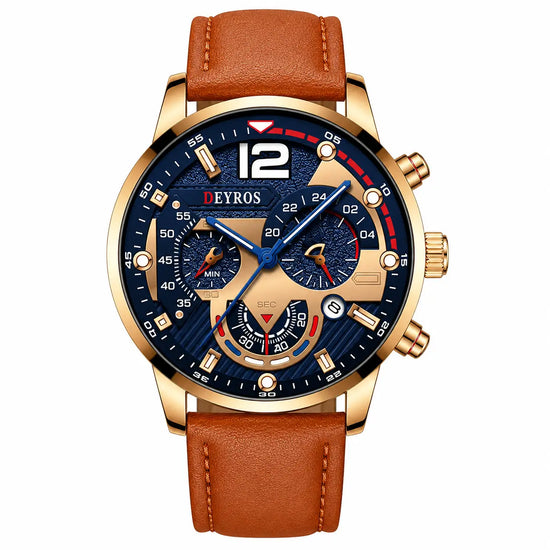 Multi-Dial Quartz Leather Watch